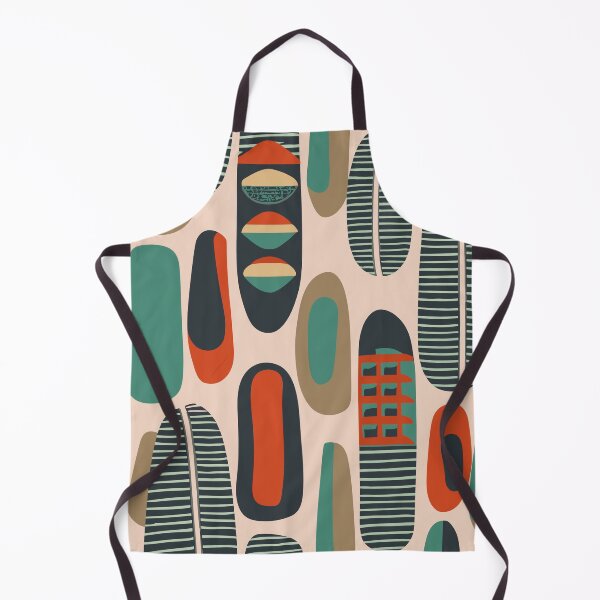 Item preview, Mid Century Modern Teal & Orange Folk Abstract designed and sold by MidModMaison.