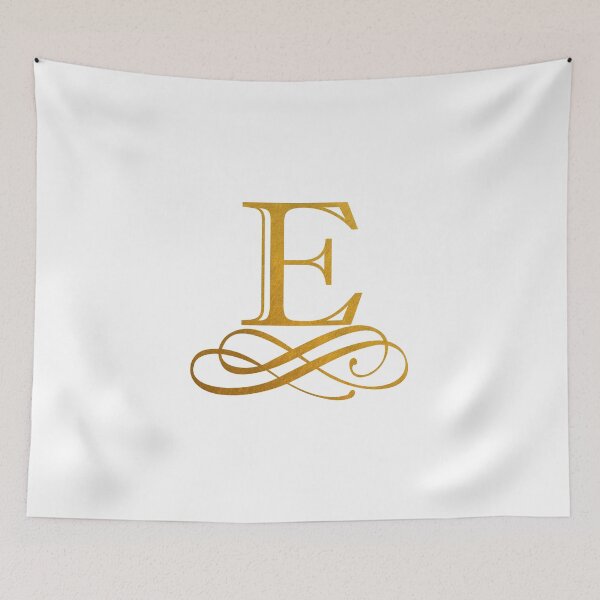Item preview, Monogram E Gold Ribbon Flourish designed and sold by simplymonogram.