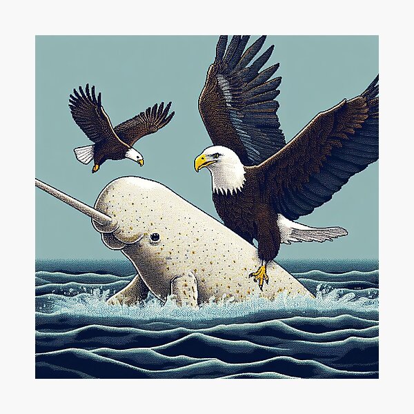 Item preview, Narwhals and Bald Eagles, Pointillism designed and sold by ComputerContent.