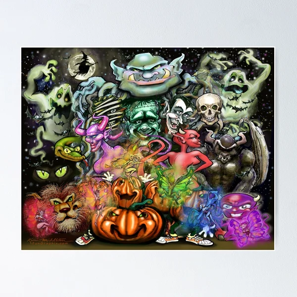 Halloween Monsters" Poster for Sale by kevinmiddleton | Redbubble