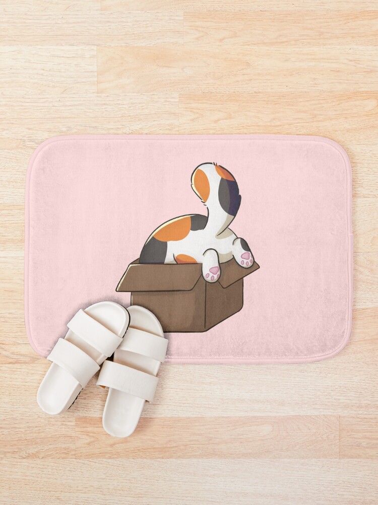 Thumbnail 1 of 6, Bath Mat, Calico Cat In Box designed and sold by Meowrye.