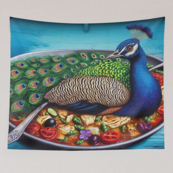 Item preview, Peacock Laying in Moussaka, Street Art designed and sold by ComputerContent.