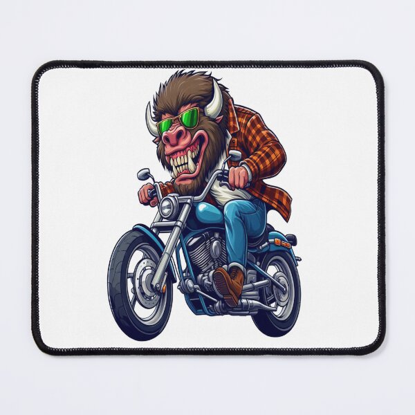 Item preview, American bison Riding Motorcycle Vintage Subversive Cartoon designed and sold by kustomart.