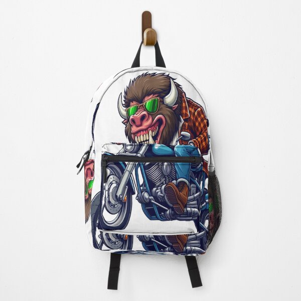 Item preview, American bison Riding Motorcycle Vintage Subversive Cartoon designed and sold by kustomart.