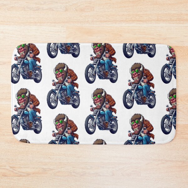 Item preview, American bison Riding Motorcycle  Vintage Subversive Cartoon designed and sold by kustomart.