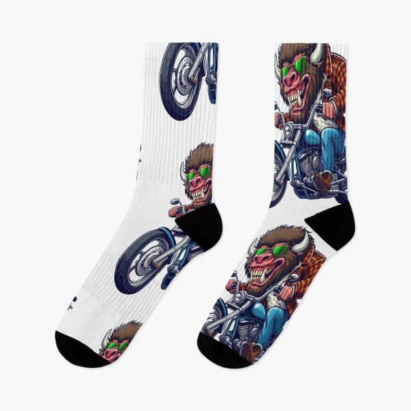 Item preview, American bison Riding Motorcycle  Vintage Subversive Cartoon designed and sold by kustomart.