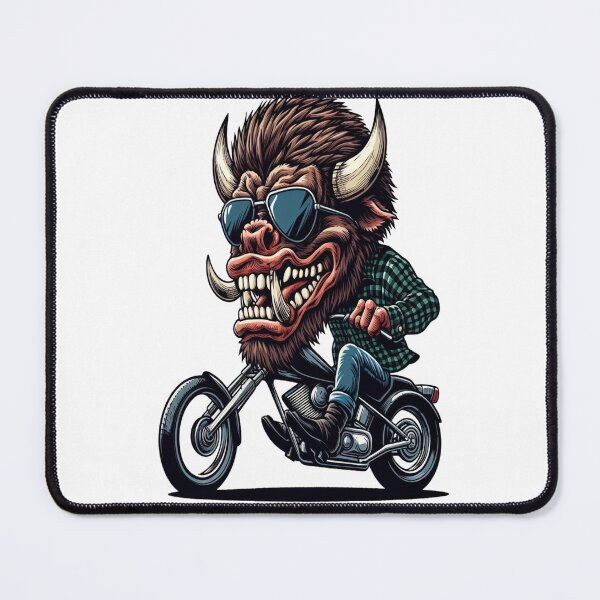 Item preview, Bisonte americano montando motocicleta Vintage dibujos animados subversivos designed and sold by kustomart.