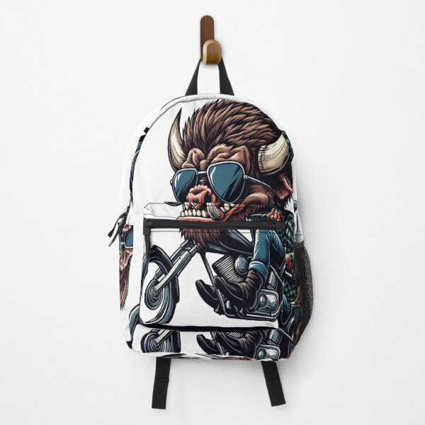 Item preview, American bison Riding Motorcycle Vintage Subversive Cartoon designed and sold by kustomart.