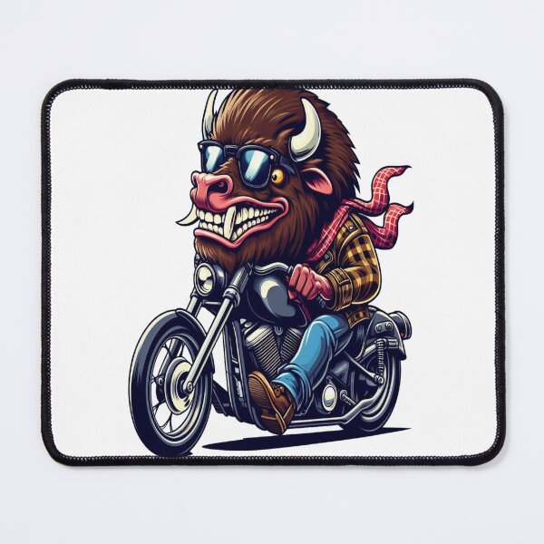 Item preview, Bisonte americano montando motocicleta Vintage dibujos animados subversivos designed and sold by kustomart.