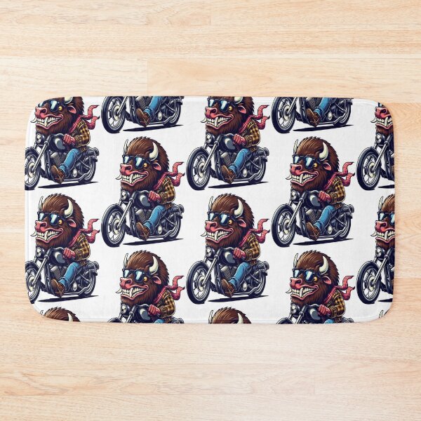 Item preview, American bison Riding Motorcycle  Vintage Subversive Cartoon designed and sold by kustomart.