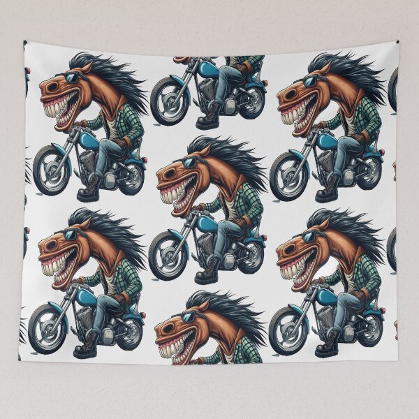 Item preview, Horse Riding Motorcycle  Vintage Subversive Cartoon designed and sold by kustomart.