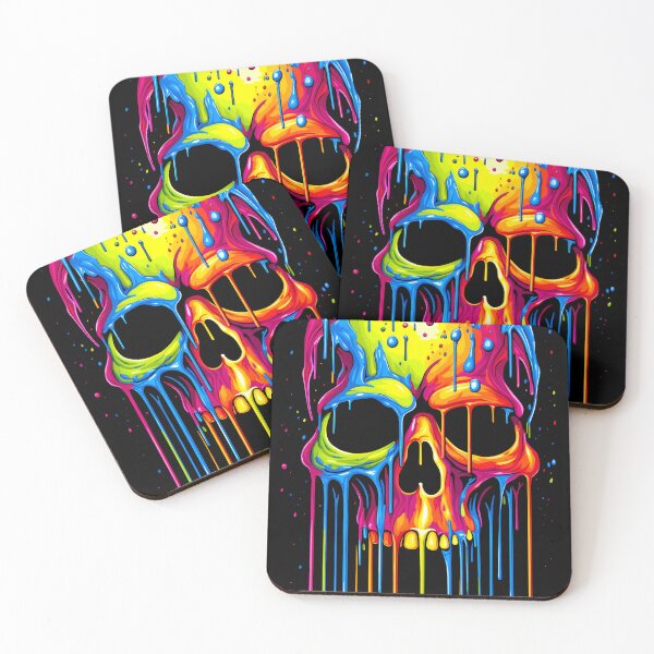Item preview, Colorful Skull Rippling with Colorful Painting, in the style of Paint Dripping technique designed and sold by MagicColorPrint.