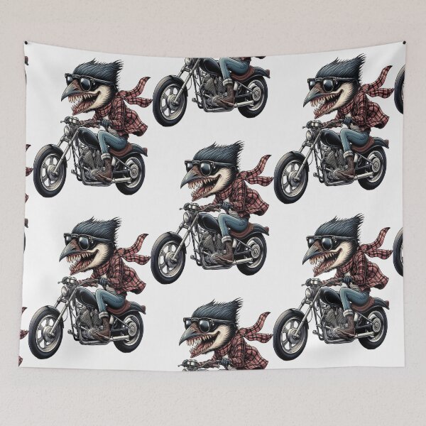 Item preview, Sparrow Riding Motorcycle  Vintage Subversive Cartoon designed and sold by kustomart.
