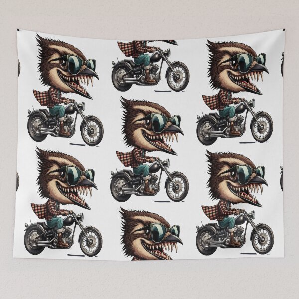 Item preview, Sparrow Riding Motorcycle  Vintage Subversive Cartoon designed and sold by kustomart.