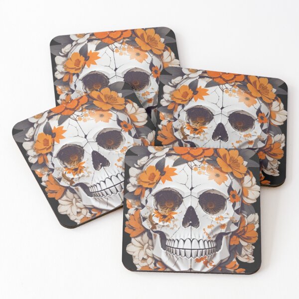 Item preview, Ephemeral Fusion: A Skull and Orange Blossom Masterpiece designed and sold by ArtemExpressio.