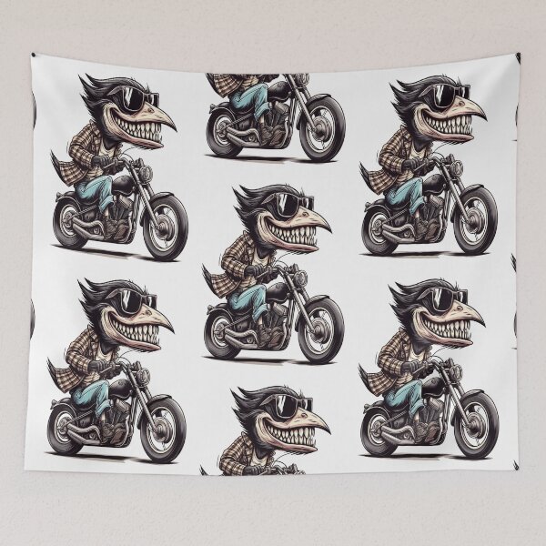 Item preview, Sparrow Riding Motorcycle  Vintage Subversive Cartoon designed and sold by kustomart.