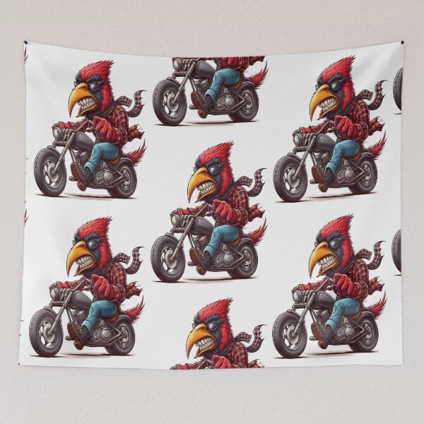 Item preview, Cardinal Bird Riding Motorcycle  Vintage Subversive Cartoon designed and sold by kustomart.