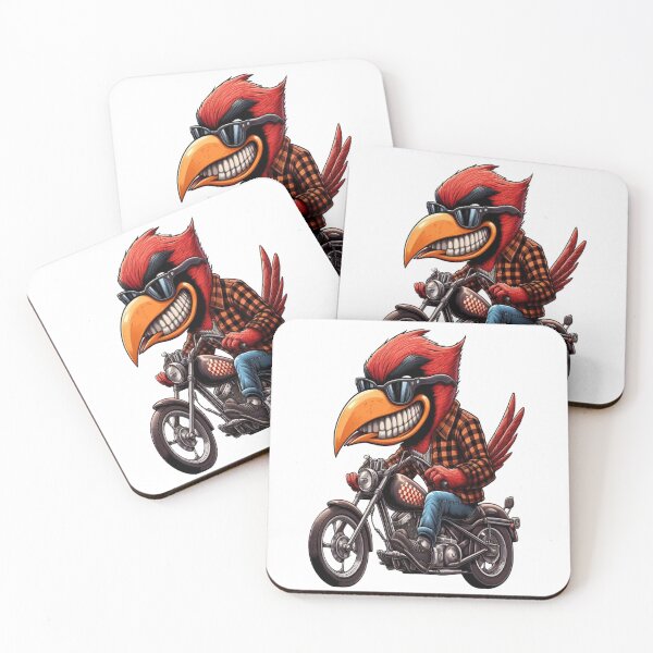 Item preview, Cardinal Bird Riding Motorcycle  Vintage Subversive Cartoon designed and sold by kustomart.