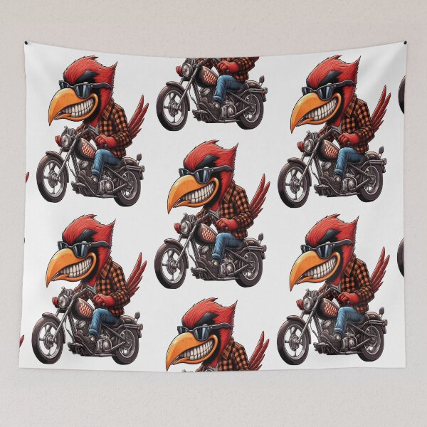 Item preview, Cardinal Bird Riding Motorcycle  Vintage Subversive Cartoon designed and sold by kustomart.