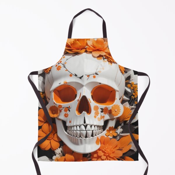 Item preview, Skeletal Bloom: A Symphony of Orange Flowers and Skulls designed and sold by ArtemExpressio.