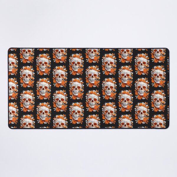 Item preview, Skeletal Bloom: A Symphony of Orange Flowers and Skulls designed and sold by ArtemExpressio.