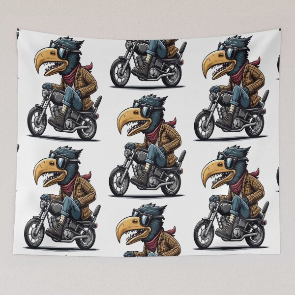 Item preview, Thrush bird Riding Motorcycle  Vintage Subversive Cartoon designed and sold by kustomart.