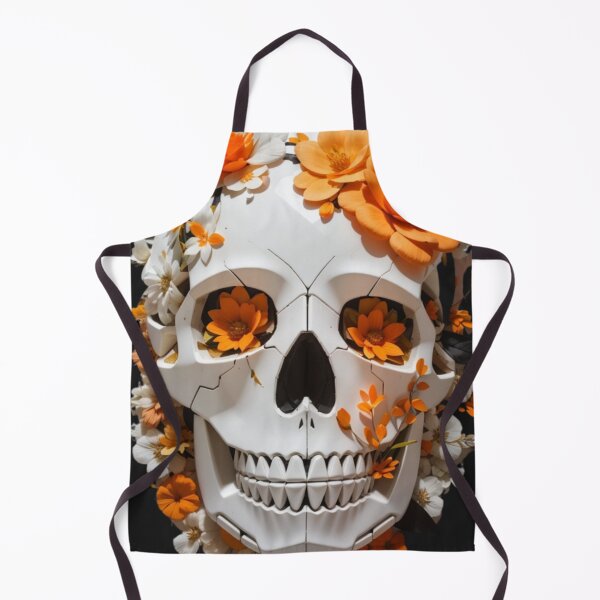 Item preview, Floral Macabre: Orange Blossoms Adorning Artistic Skulls designed and sold by ArtemExpressio.