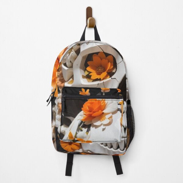 Item preview, Floral Macabre: Orange Blossoms Adorning Artistic Skulls designed and sold by ArtemExpressio.