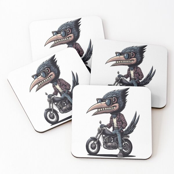 Item preview, Thrush bird Riding Motorcycle  Vintage Subversive Cartoon designed and sold by kustomart.
