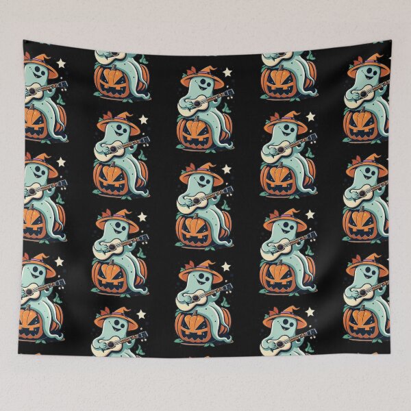 Item preview, Boo berry in a hat sitting on a pumpkin with a guitar designed and sold by ArtFeverShop.