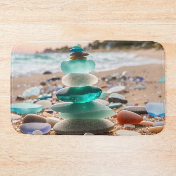 Item preview, Seaglass Stones on Sandy Beach designed and sold by Posivibez Designs.
