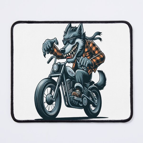 Item preview, Lobo gris Montar motocicleta Vintage Dibujos animados subversivos designed and sold by kustomart.