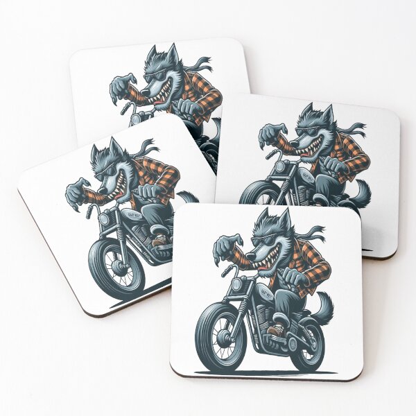 Item preview, Gray wolfRiding Motorcycle  Vintage Subversive Cartoon designed and sold by kustomart.