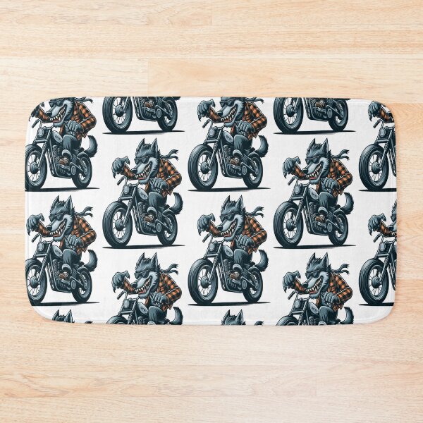 Item preview, Gray wolfRiding Motorcycle  Vintage Subversive Cartoon designed and sold by kustomart.