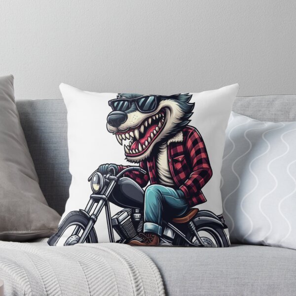 Item preview, Gray wolfRiding Motorcycle  Vintage Subversive Cartoon designed and sold by kustomart.