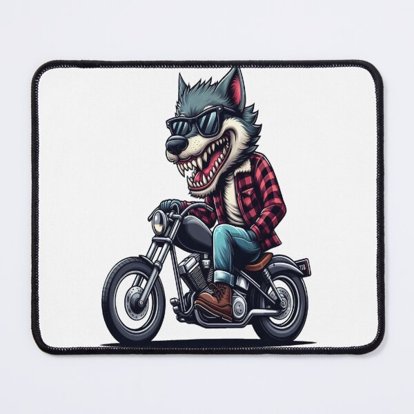 Item preview, Lobo gris Montar motocicleta Vintage Dibujos animados subversivos designed and sold by kustomart.