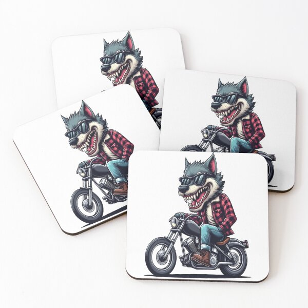Item preview, Gray wolfRiding Motorcycle  Vintage Subversive Cartoon designed and sold by kustomart.