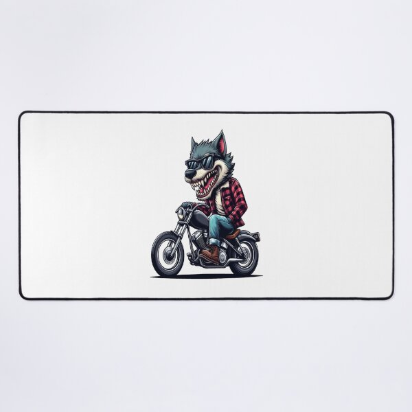 Item preview, Gray wolfRiding Motorcycle  Vintage Subversive Cartoon designed and sold by kustomart.