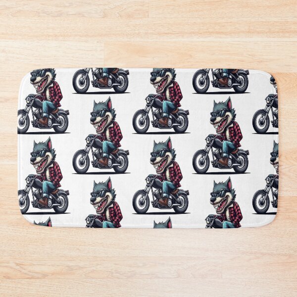 Item preview, Gray wolfRiding Motorcycle  Vintage Subversive Cartoon designed and sold by kustomart.