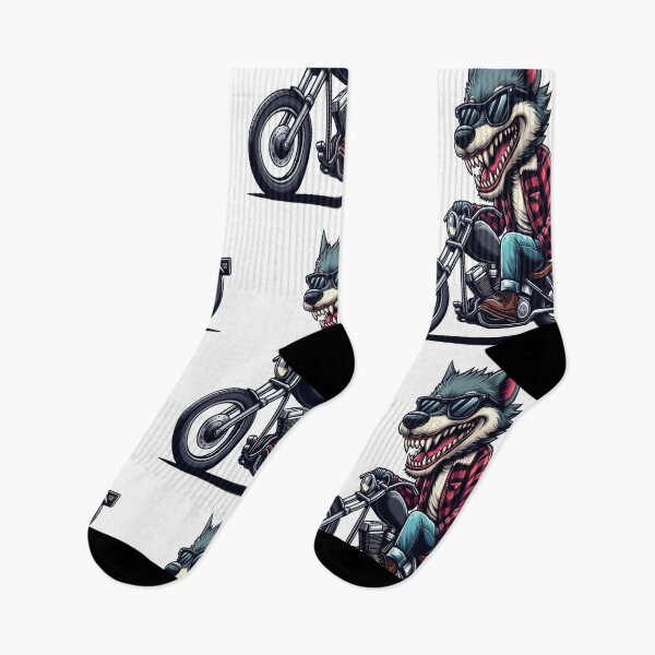 Item preview, Gray wolfRiding Motorcycle  Vintage Subversive Cartoon designed and sold by kustomart.