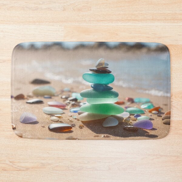 Item preview, Seaglass Stones on Sandy Beach designed and sold by Posivibez Designs.
