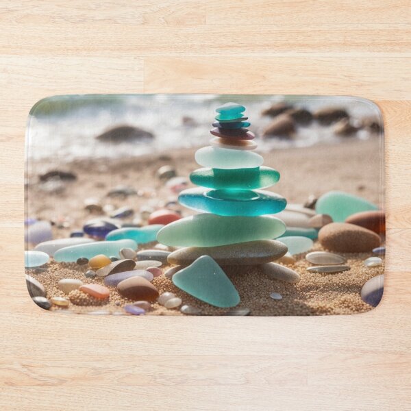 Item preview, Seaglass Stones on Sandy Beach designed and sold by Posivibez Designs.