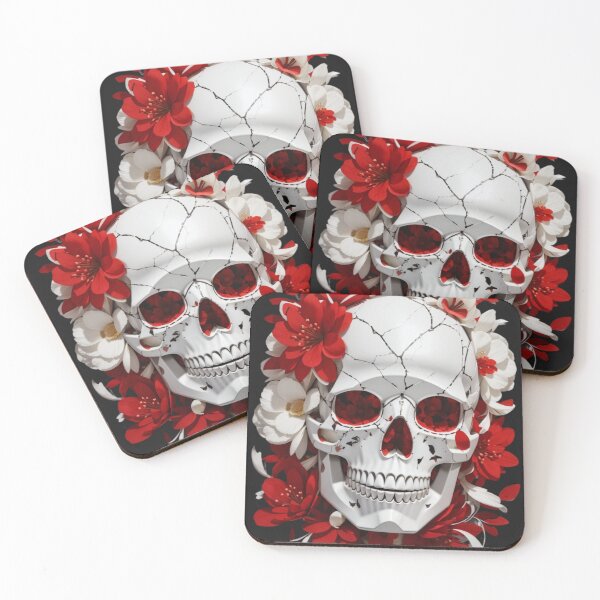 Item preview, Skull Symphony in Red: Flowers and Bones Ballet designed and sold by ArtemExpressio.