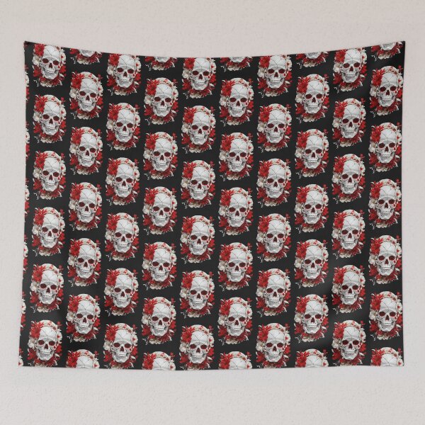 Item preview, Skull Symphony in Red: Flowers and Bones Ballet designed and sold by ArtemExpressio.