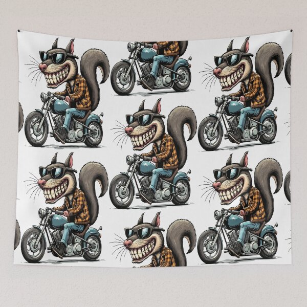 Item preview, Squirrel Riding Motorcycle  Vintage Subversive Cartoon designed and sold by kustomart.