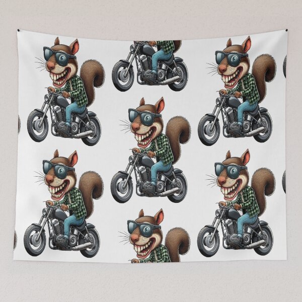 Item preview, Squirrel Riding Motorcycle  Vintage Subversive Cartoon designed and sold by kustomart.