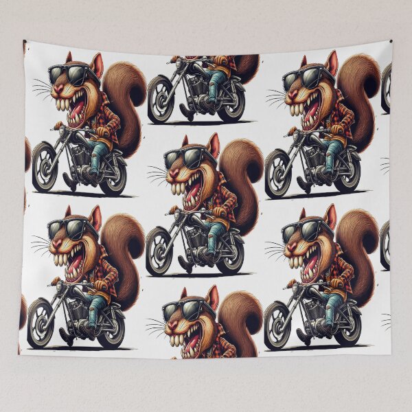 Item preview, Squirrel Riding Motorcycle  Vintage Subversive Cartoon designed and sold by kustomart.