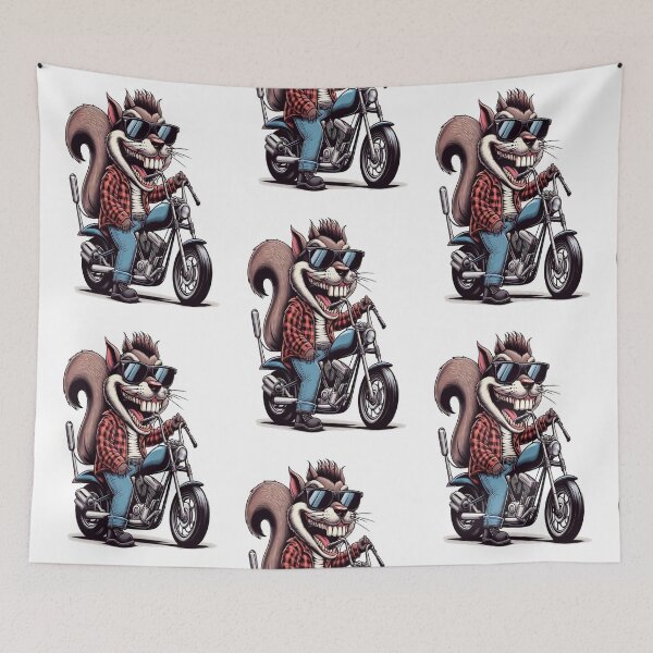 Item preview, Squirrel Riding Motorcycle  Vintage Subversive Cartoon designed and sold by kustomart.