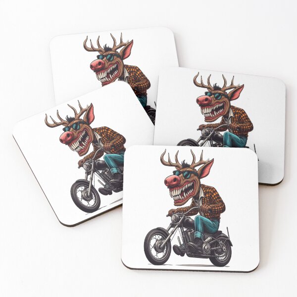 Item preview, Elk Riding Motorcycle  Vintage Subversive Cartoon designed and sold by kustomart.