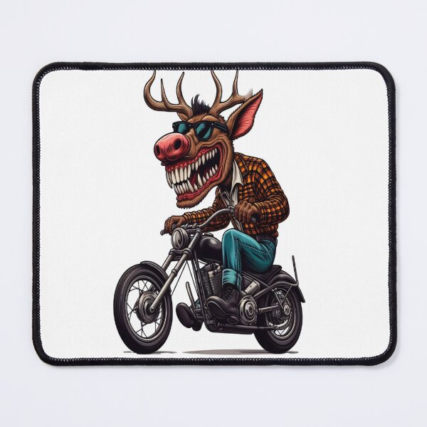 Item preview, Elk montando motocicleta Vintage dibujos animados subversivos designed and sold by kustomart.